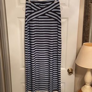 Maxi skirt size S. Light blue and black stripe.